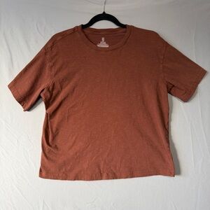 Nobo Womens Boxy Fit Cropped T Shirt Small Brown Grunge Loungewear Basic Cotton
